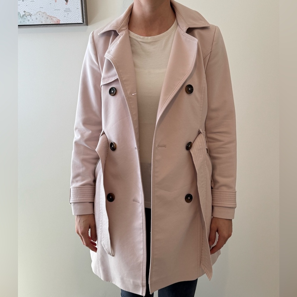 Blush/ light pink midi trench coat